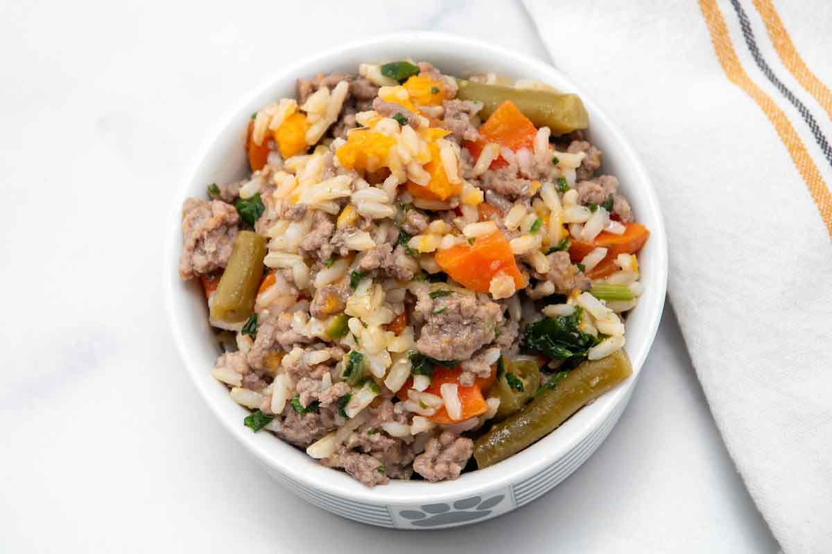 Ground beef and rice dog food recipe best sale