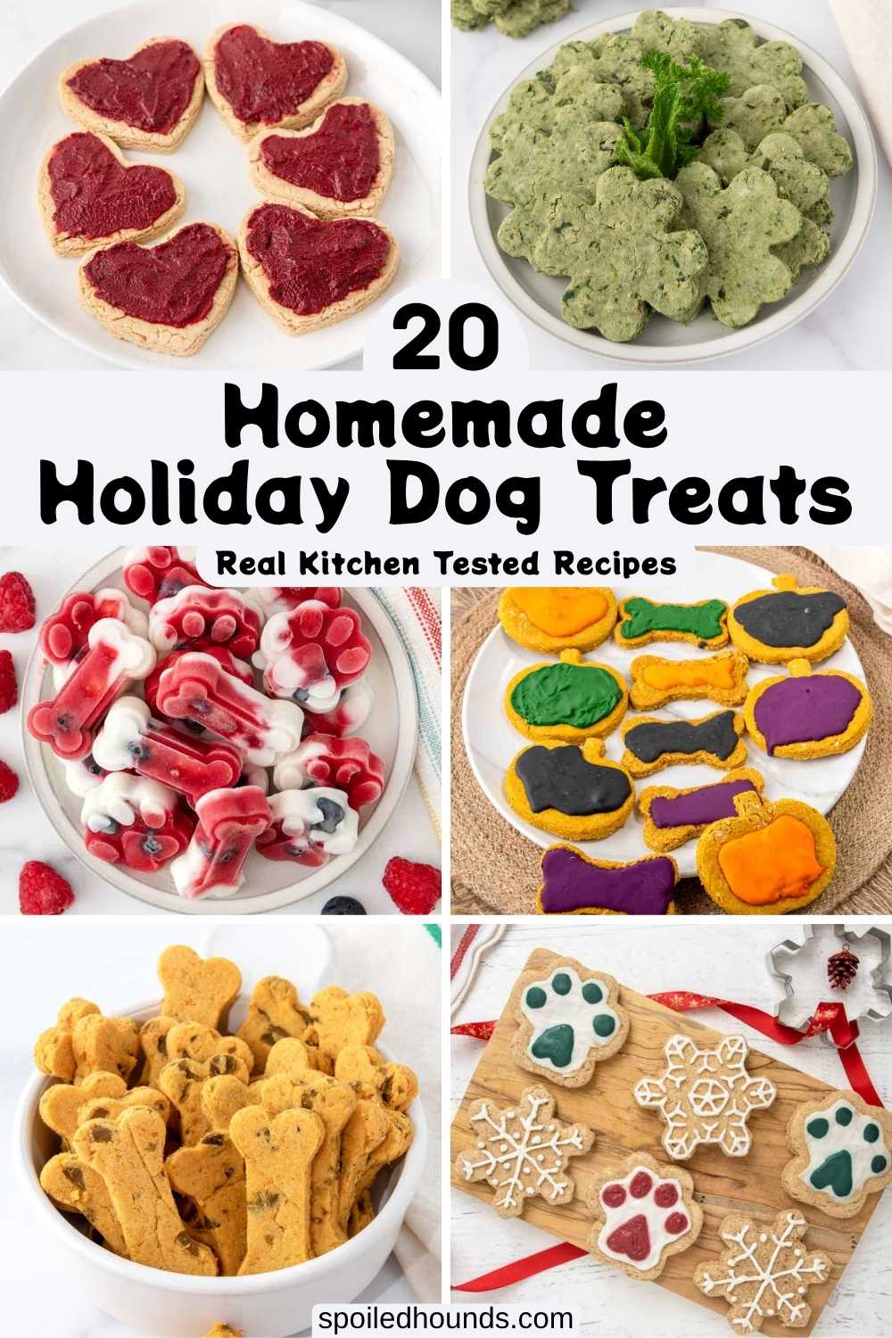 Homemade dog treats for various holidays.