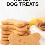 A stack of homemade honey dog treats.