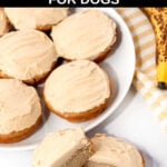 Peanut butter banana dog cupcakes with peanut butter yogurt frosting.