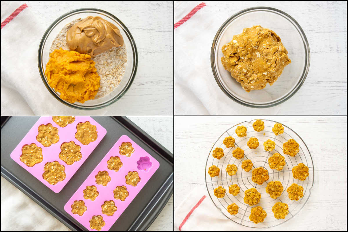 Making 3 ingredient dog treats.