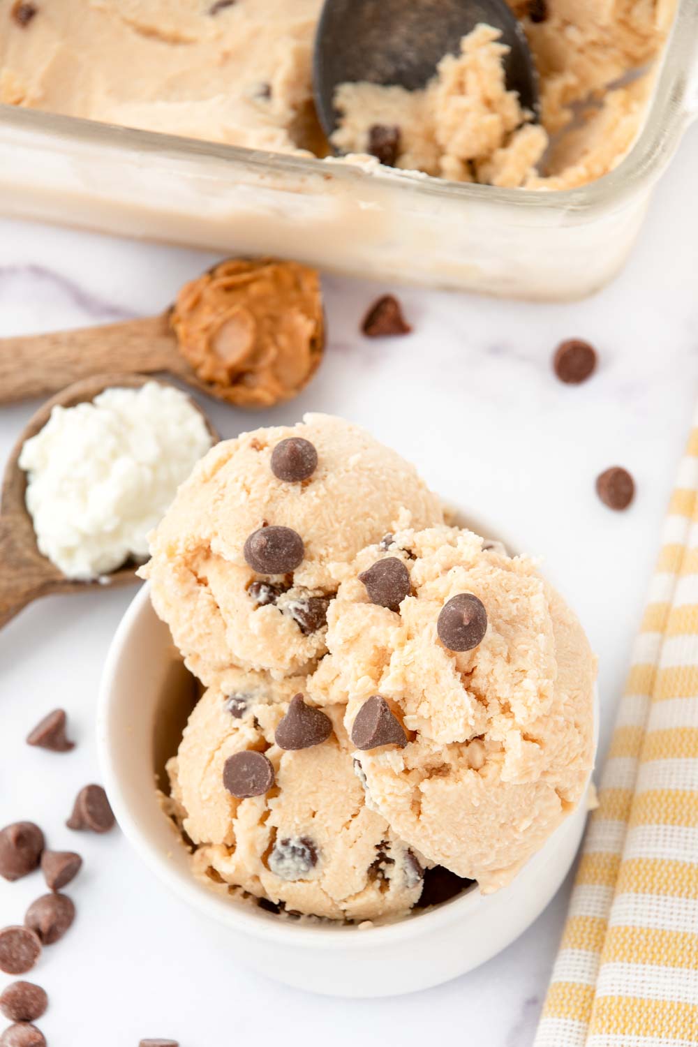 Homemade peanut butter cottage cheese ice cream for dogs.