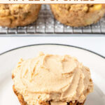 Homemade apple pupcake on a plate.