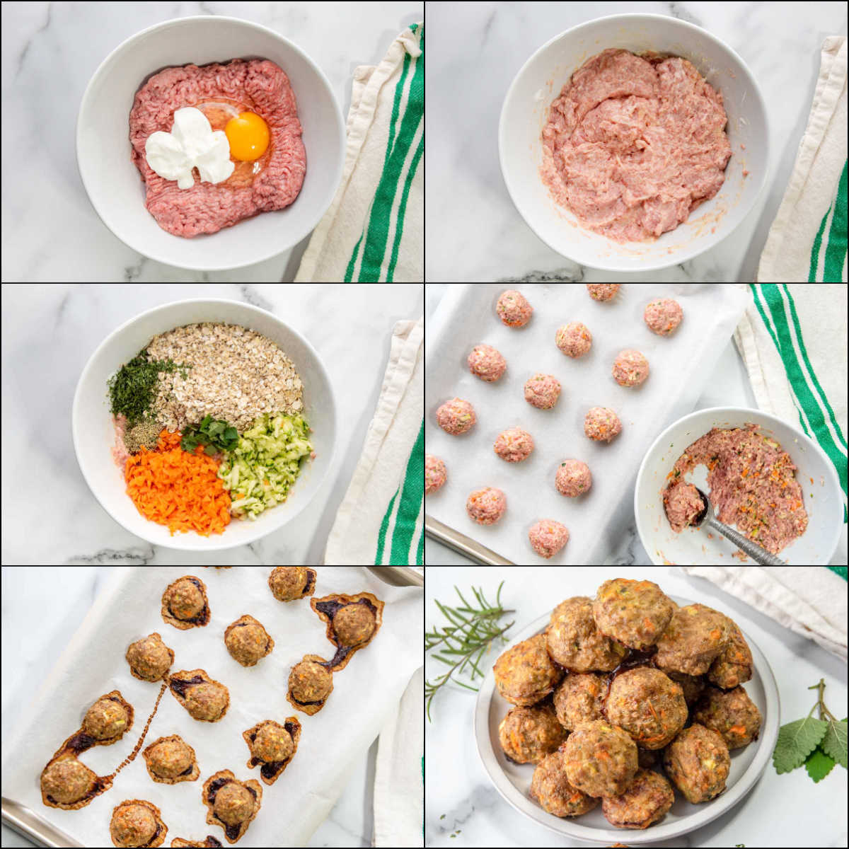 Making chicken meatballs for dogs.