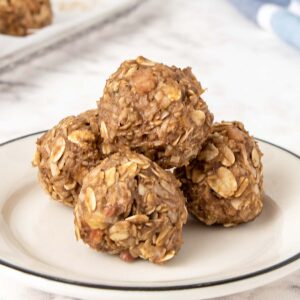 No bake banana dog treats on a plate.