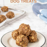 No bake banana dog treats on a tray and a plate.