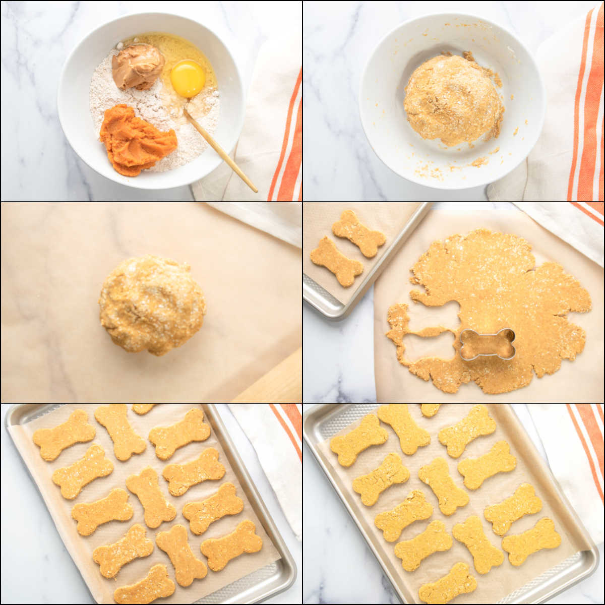 Making pumpkin dog cookies.