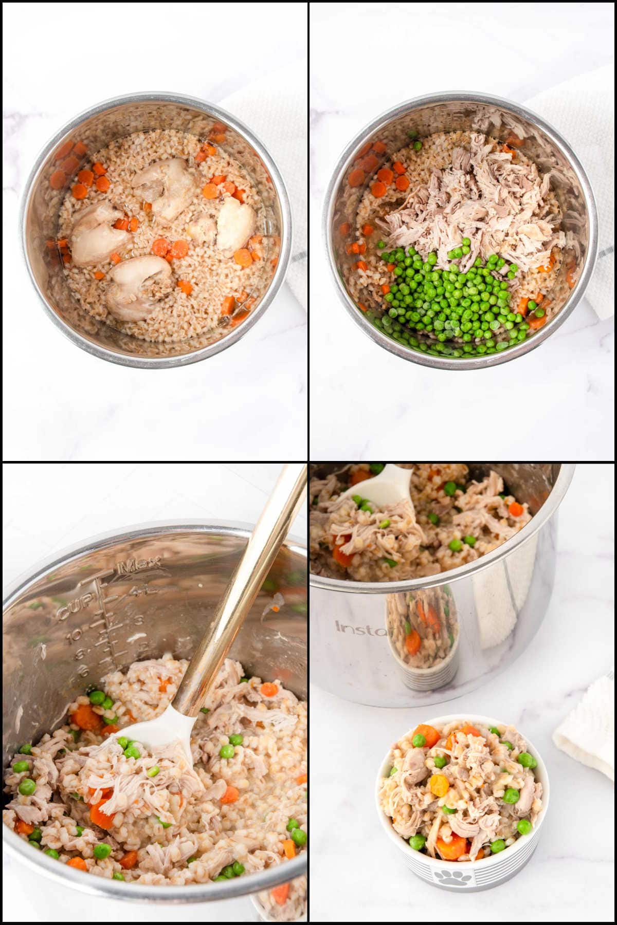 Making chicken and barley dog food in an Instant Pot.