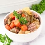 Homemade lamb stew for dogs.