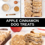 Homemade apple cinnamon dog treats ingredients and the treats on a plate.
