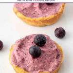 Homemade blueberry pie for dogs topped with fresh blueberries.