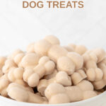 Homemade frozen banana dog treats in a bowl.