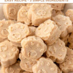 A pile of homemade tuna dog treats in a bowl.