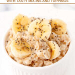 Homemade oatmeal for dogs topped with banana slices.