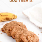 Several homemade sunflower seed dog treats, sunflower seed kernels, and a banana.