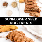 Homemade sunflower seed dog treats ingredients and the baked treats.