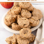 Homemade mini apple muffins for dogs piled on a plate and in front of it.