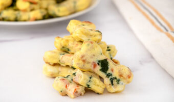 Homemade bone-shaped egg bites for dogs.