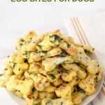 A plate of homemade chicken and spinach egg bites for dogs.