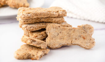 Homemade bone-shaped mackerel dog treats.