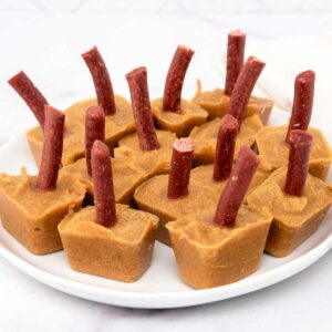 Homemade pumpkin popsicles for dogs.