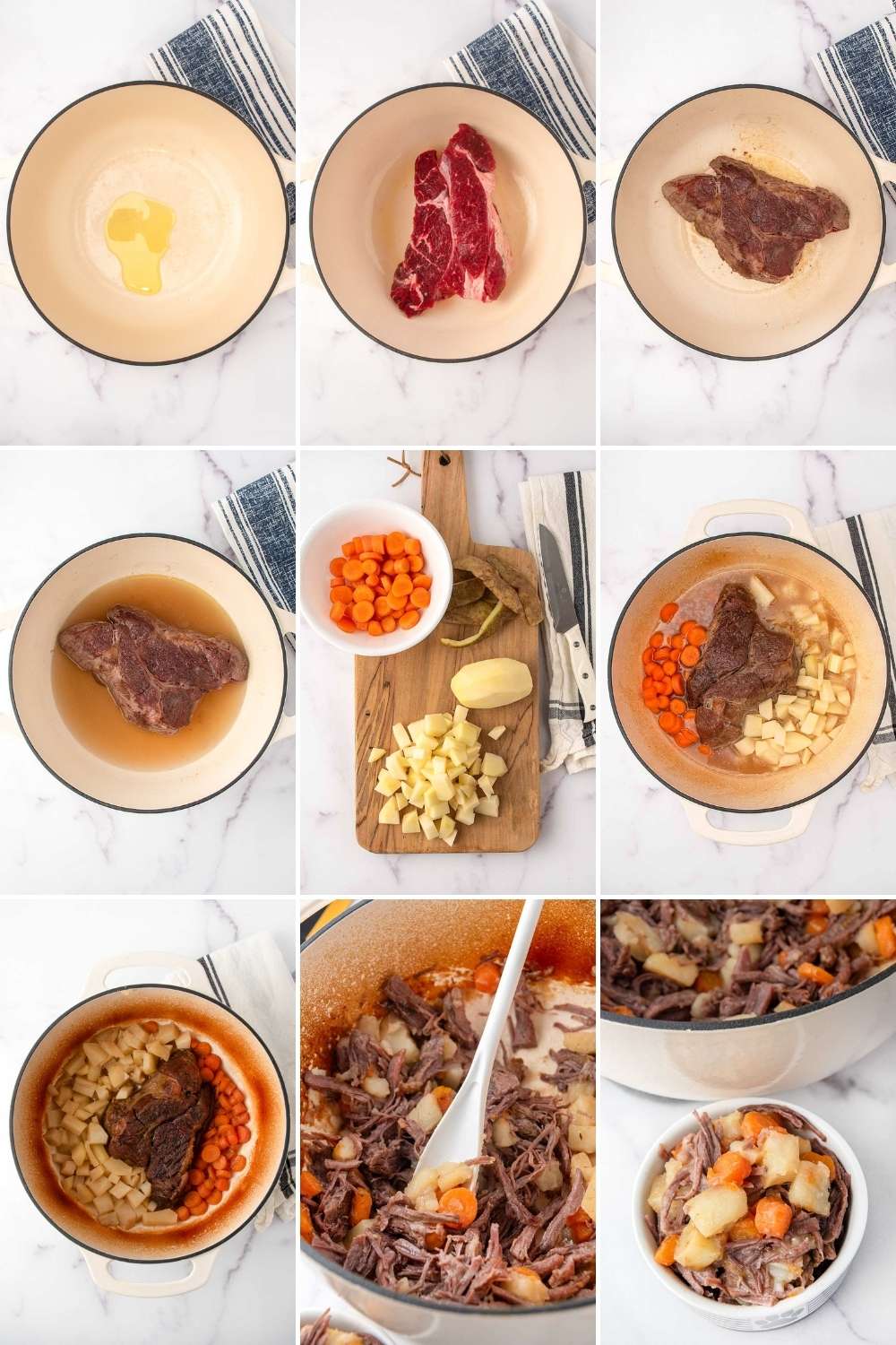 Making and serving homemade pot roast for dogs.