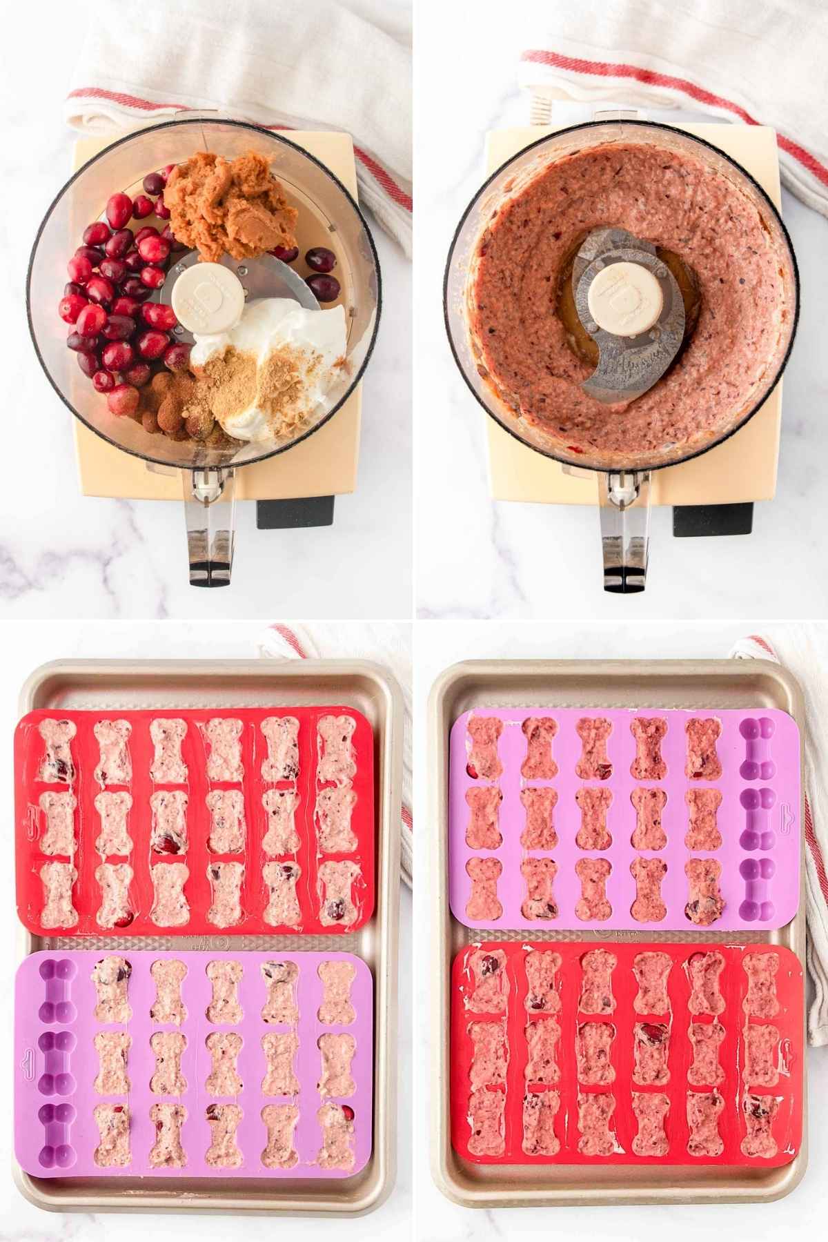 Making frozen cranberry dog treats.