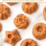 Honey almond bundt tea cakes in various shapes on a platter.