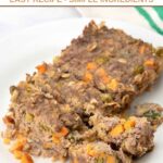 Homemade meatloaf for dogs on a plate and partially sliced.