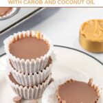 Four peanut butter cups for dogs on a small plate.