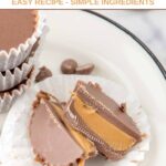 Peanut butter cups for dogs and carob chips on a plate.