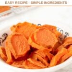A bowl of homemade sweet potato dog chews.