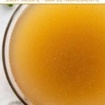 A bowl of homemade beef bone broth for dogs.