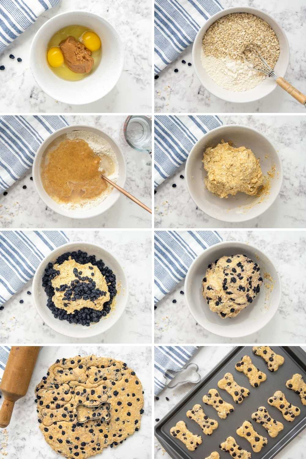 Making blueberry dog treats.