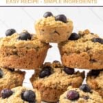 Homemade blueberry muffins for dogs piled on a platter.