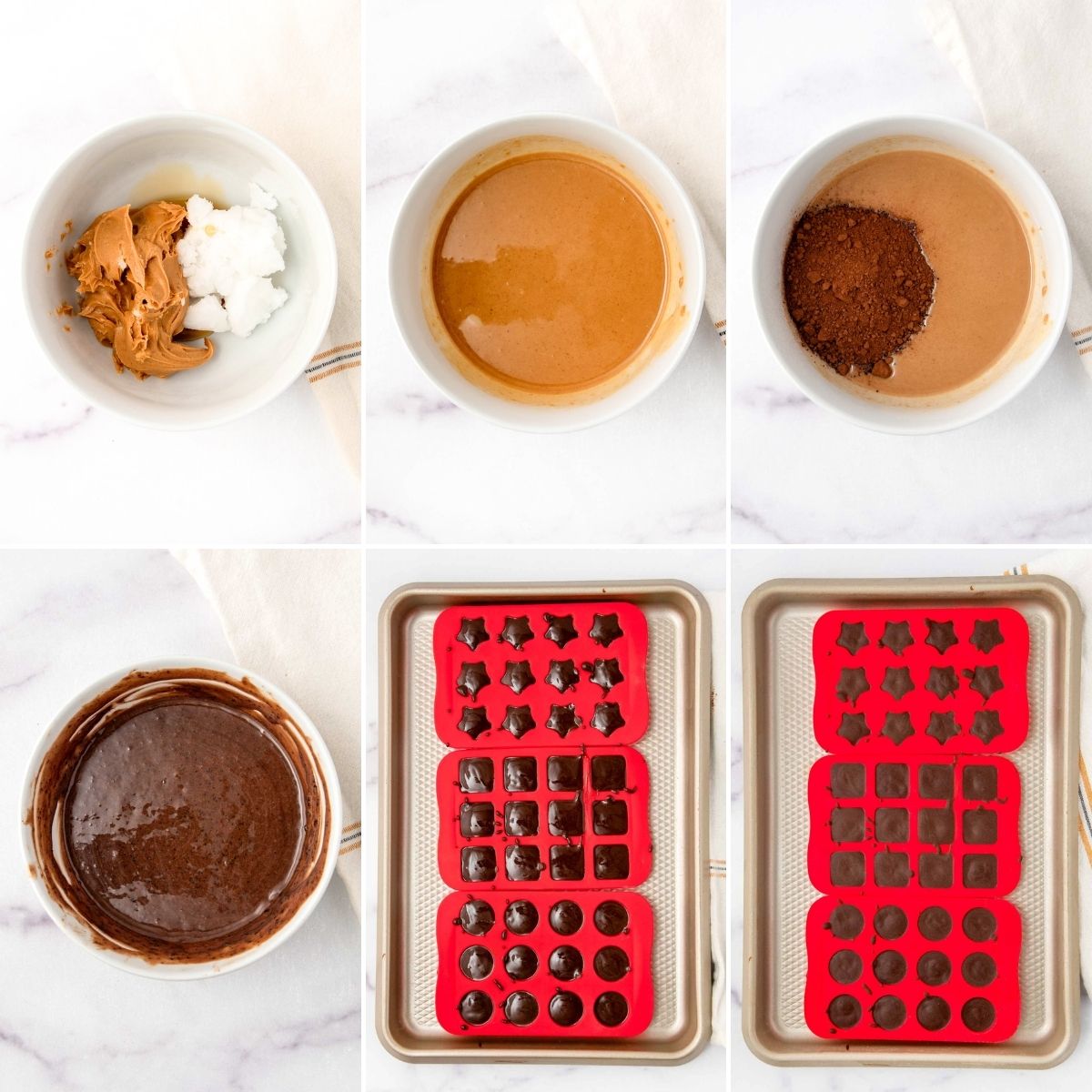 Making carob peanut butter candy for dogs.