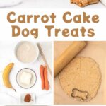 Homemade carrot cake dog treats and the ingredients to make them.