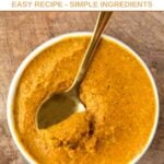 A bowl of homemade turmeric golden paste for dogs.