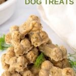 A pile of homemade fennel dog treats and fennel fronds.