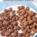 No-bake Easter dog treats in two flavors and various shapes on a plate.