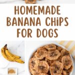 Homemade banana chips for dogs and the ingredients to make them.