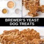 Homemade brewer's yeast dog treats ingredients and the baked treats.
