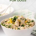Chicken, egg, spinach, and oatmeal breakfast bowl.