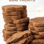Stacks of homemade cricket protein dog treats.