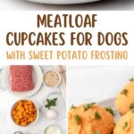 Meatloaf cupcakes with sweet potato frosting and the ingredients to make them.