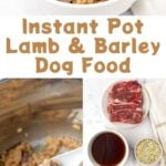 Instant Pot lamb and barley dog food and the ingredients to make it.