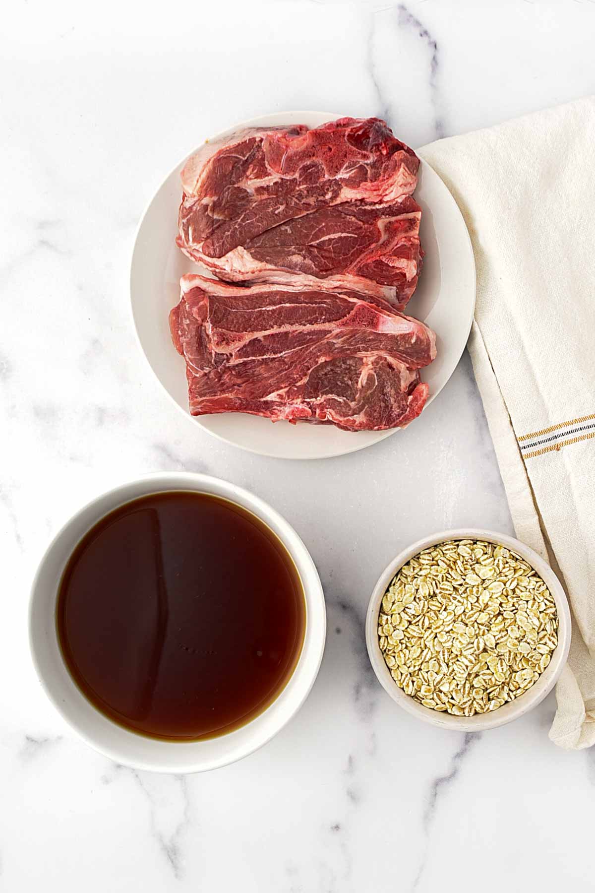 Lamb chops, unsalted beef broth, and quick barley.