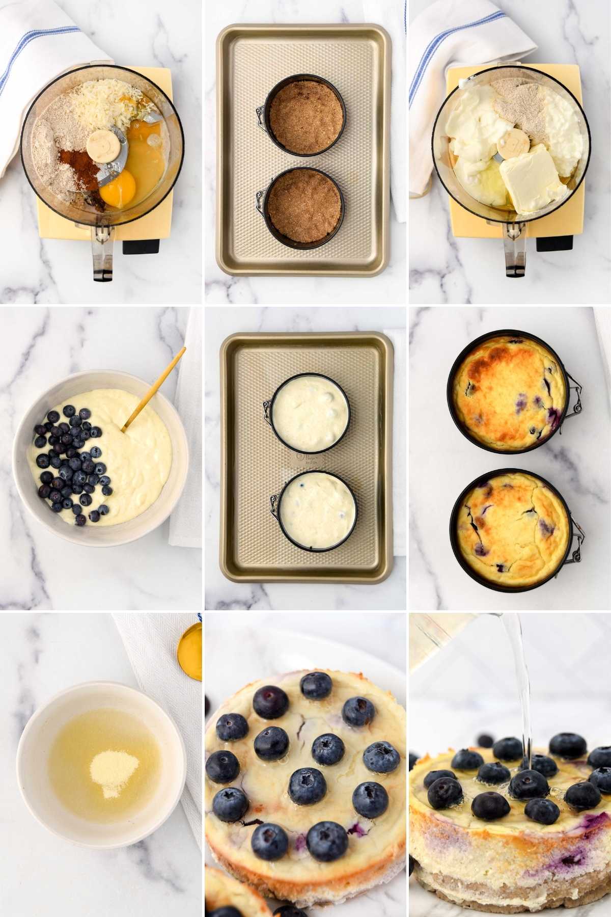 Making blueberry cheesecake for dogs.