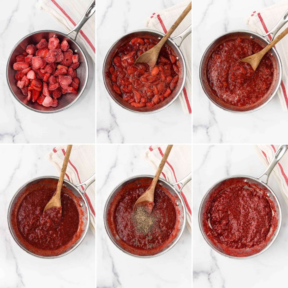 Making strawberry jam with chia seeds.