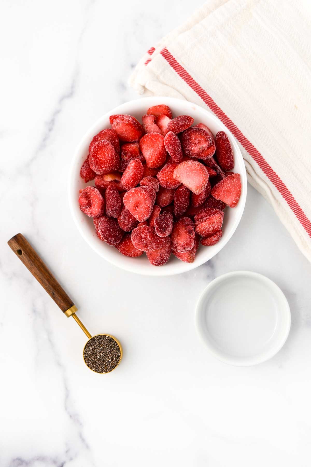 Strawberries, water, and chia seeds.